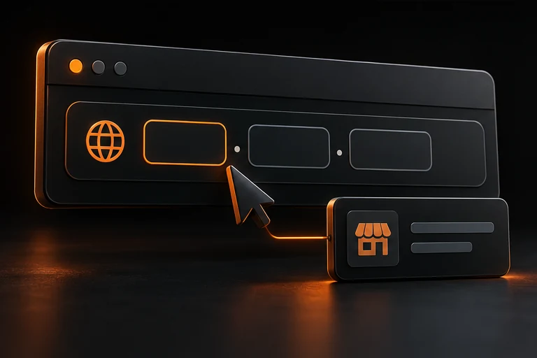 Ilustración de una dirección web e identidad digital.