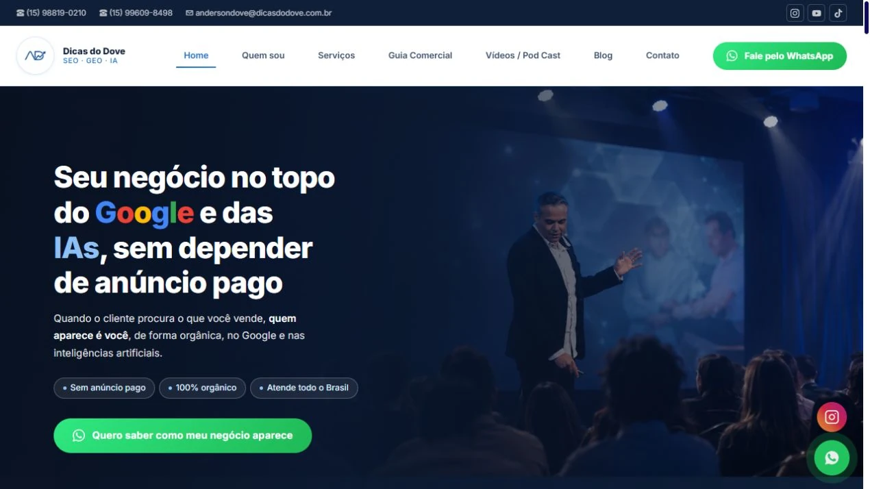 Page screenshot for Dicas do Dove