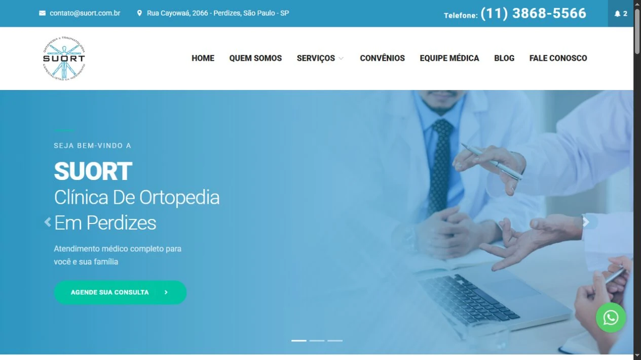 Page screenshot for SUORT Clínica Integrada